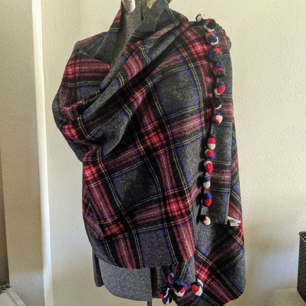 J. Crew Pom Pom 💯% Wool Scarf